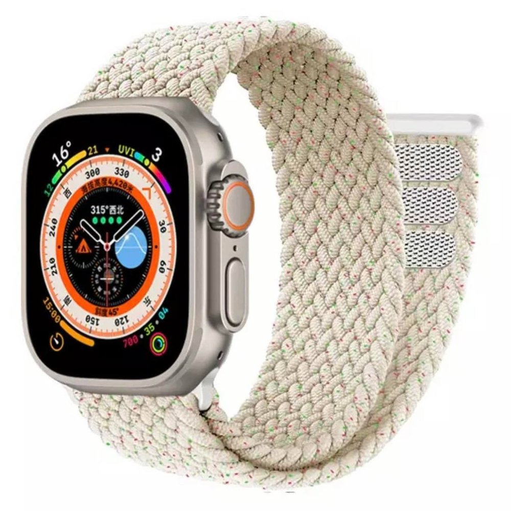 NEW Velcro Braided SOLO Loop band For Apple Watch - White Unity